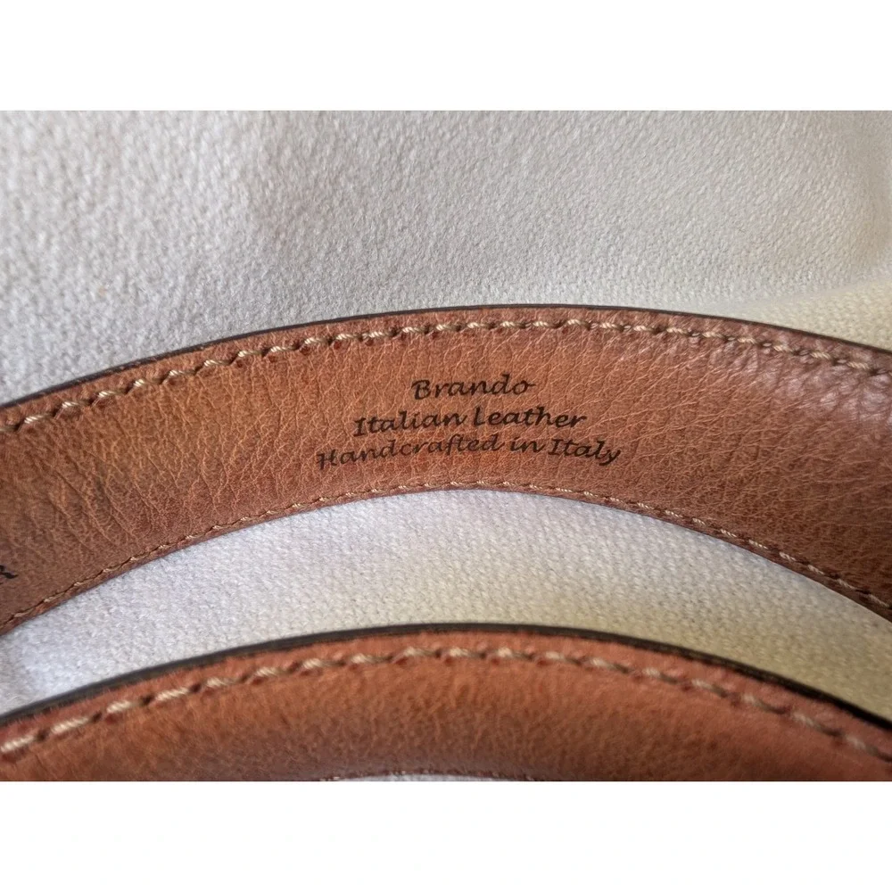 Trafalgar Italian Leather Contrast Stitch Belt Nickel Finish Buckle Size 44
